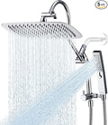 G-Promise All Metal 12 Inch Shower Head with Massage Mode Handheld, Rain Shower Head with Handheld Spray Combo, 3-Way Diverter with Pause Setting, 13 Inch Adjustable Extension Arm (Polished Chrome)