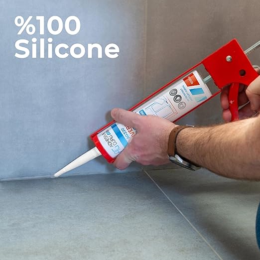 Adhesive Guru Clear Silicone Sealant Waterproof (24 x 10.15 fl.oz.), All Purpose 100% Silicone Caulk, Weatherproof & Flexible Adhesive Sealant for Indoor and Outdoor Use, Transparent - 24 Pack
