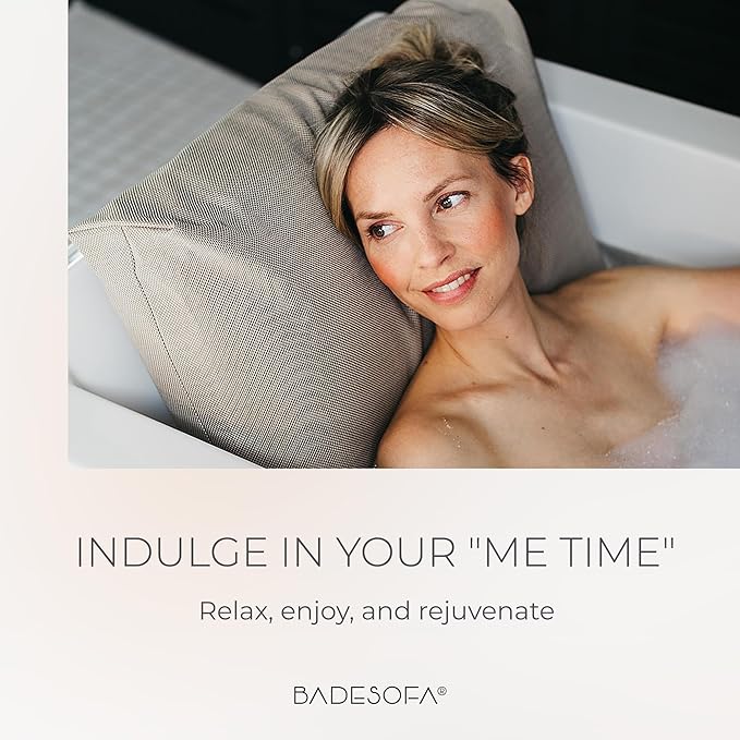 BADESOFA® Luxury Bathtub Pillow L - Large Bath Pillow for Therapeutic Neck and Back Support Quick-Drying - Full Body Bath Tub Cushion - Luxury Spa Cushion in Charcoal