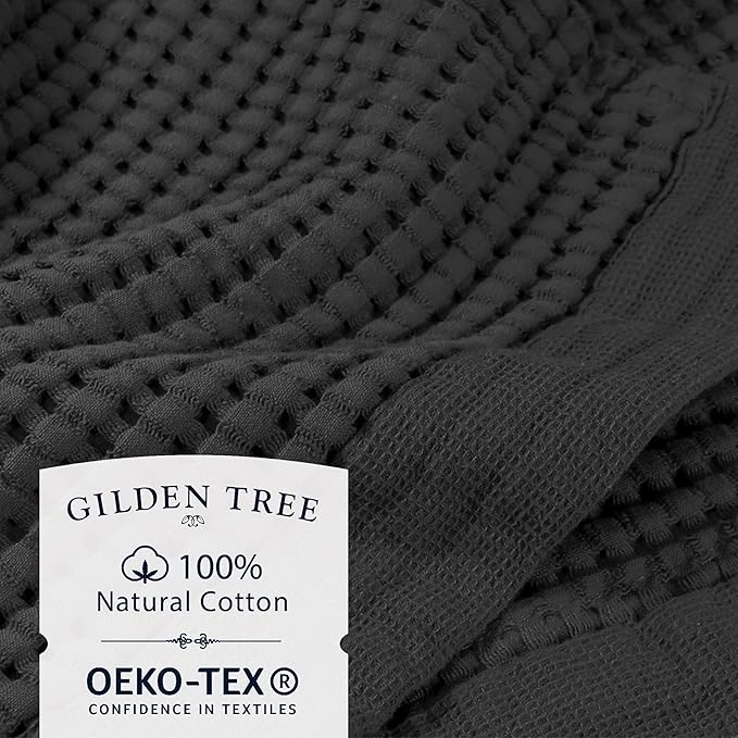 GILDEN TREE Waffle Bath Sheet Quick Dry Towel, Thin Luxury Bath Towels, 40x80 Large Bath Towels 2 Pack Bath Sheets, Modern Style (Faded Black)