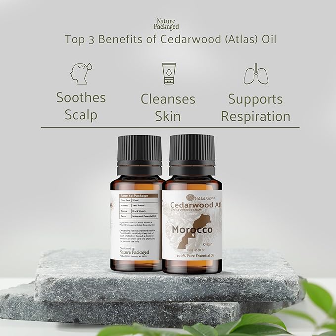 Pure Cedarwood (Atlas) Essential Oil (2lbs) - Direct from Malagassi Essential Oils Farm in Morocco - Essential Oils for Diffusers and Aromatherapy | Pure Therapeutic Grade