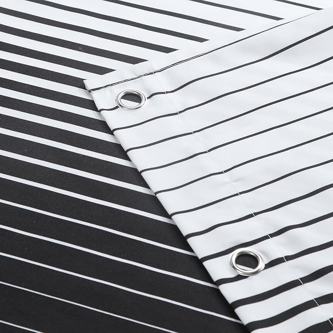 90 Inch Black Shower Curtain, Extra Long Modern Black and White Gradient Vertical Stripe Waterproof Polyester Shower Curtains for Bathroom, 72x90 Inches