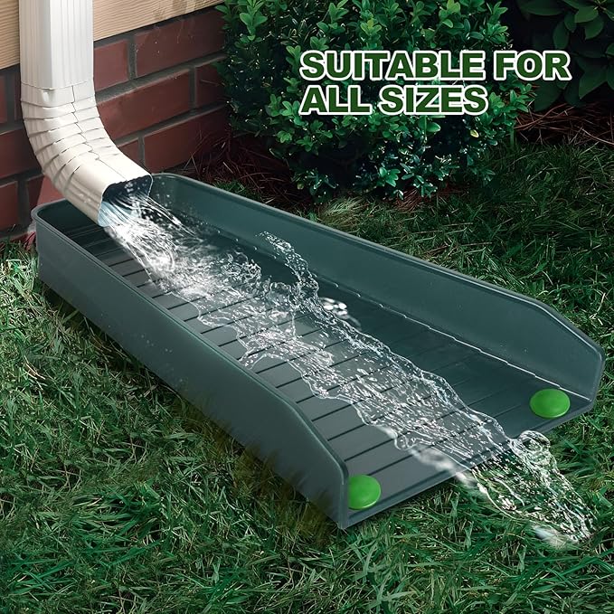 Gutter Downspout Splash Block,16.3"Drain Gutter Guard Diverter,Gutter Downspout Extensions for Water Drainage, Fixable Down Spout Drain Trays,Drainage to Protect House Foundations (4PC Brown)