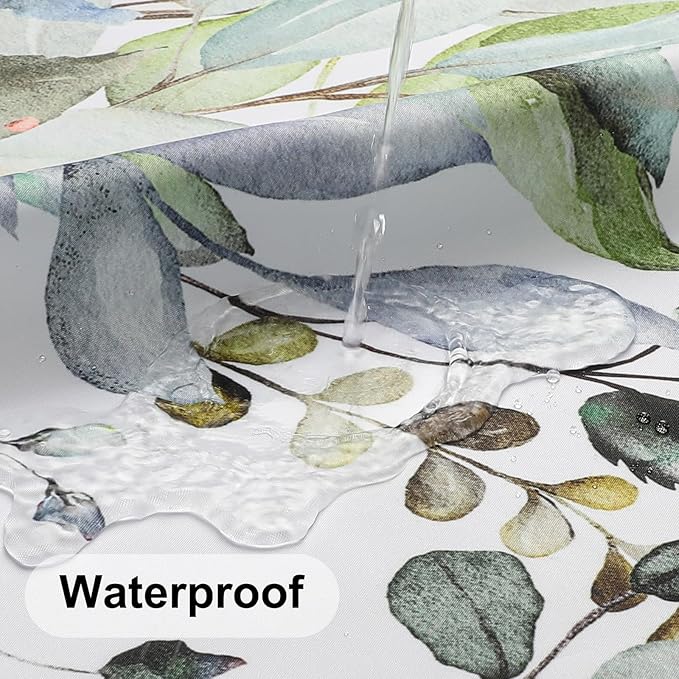 Colorful Star Sage Green Eucalyptus Waterproof Shower Curtain Set with Hooks, Minimalist Watercolor Floral Print Bathroom Décor, Plant Leaves Washable Fabric Shower Curtain, 72 x 78 Inch