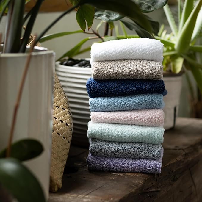 Everplush Diamond Jacquard 6 Pieces Bath Towel Set, Luxury Super Soft Oversized everplush Towels, Highly Absorbent everplush Diamond Jacquard Quick Dry Bath Towel for Bathroom Navy Blue Towel Set