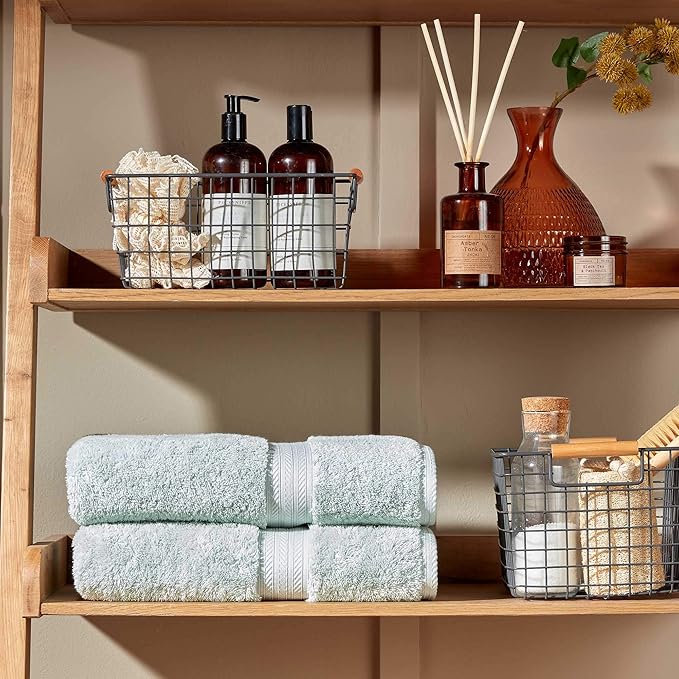 Christy Renaissance 4 Piece Blue Towel Set | 100% Egyptian Cotton | Luxury Bathroom Towels | Soft and Super Absorbent | 675 GSM | 2 Bath Sheet 2 Hand Towel | Eggshell