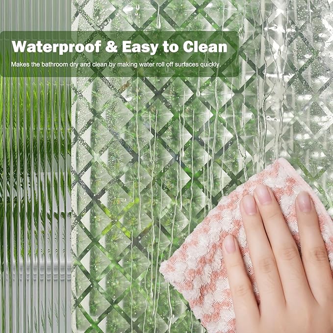 UFRIDAY Clear Shower Curtain Liner 70 x 72 inches, Plastic Waterproof Shower Liner Transparent 3D Water Cube Bath Curtain See Through Shower Curtains Liner Clear with 3 Strong Magnets
