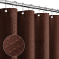 Gibelle Small Stall Shower Curtain 36 x 72, Narrow Half Waffle Weave Textured Fabric Shower Curtain for Bathroom, Water Repellent, Machine Washable, Brown