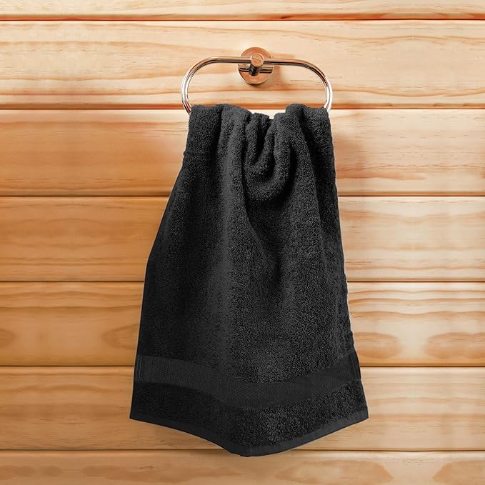 Utopia Towels, Salon Towel, Pack of 12, Not Bleach Proof, 16 by 27 Inches, Highly Absorbent Cotton Towels for Hand, Gym, Beauty, Spa, and Home Hair Care, Black