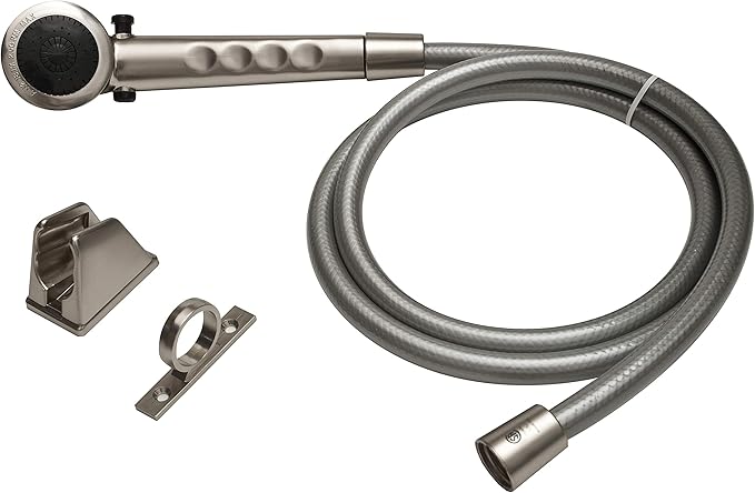 Dura Faucet RV Shower Head and Hose Kit - Replacement for Recreational Vehicles, Motorhomes, Campers, and Trailers – Features Easy Installation (Brushed Satin Nickel)