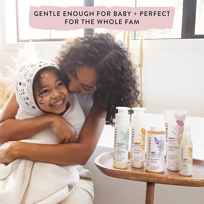 The Honest Company 2-in-1 Cleansing Shampoo and Body Wash Face Lotion Bundle Gentle for Baby Naturally Derived Lavender Calm 18.5 fl oz