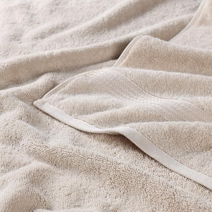 Superior Egyptian Cotton Bath Towel Set, Home Bathroom Towels, Master, Guest Bath, Decor Essentials, Quick Dry, Absorbent, Large Body Towels, Spa, Hotel, Resort, Adult, Kids, Set of 2, Stone