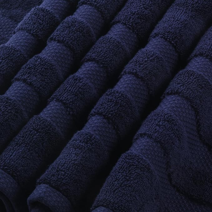 SOFE H&L | Olea Luxury Turkish Cotton Hand Towels Set of 4 Navy | Premium, Soft, Durable, Absorbent | Hotel Quality Plush Towels and Thick Towel Sets