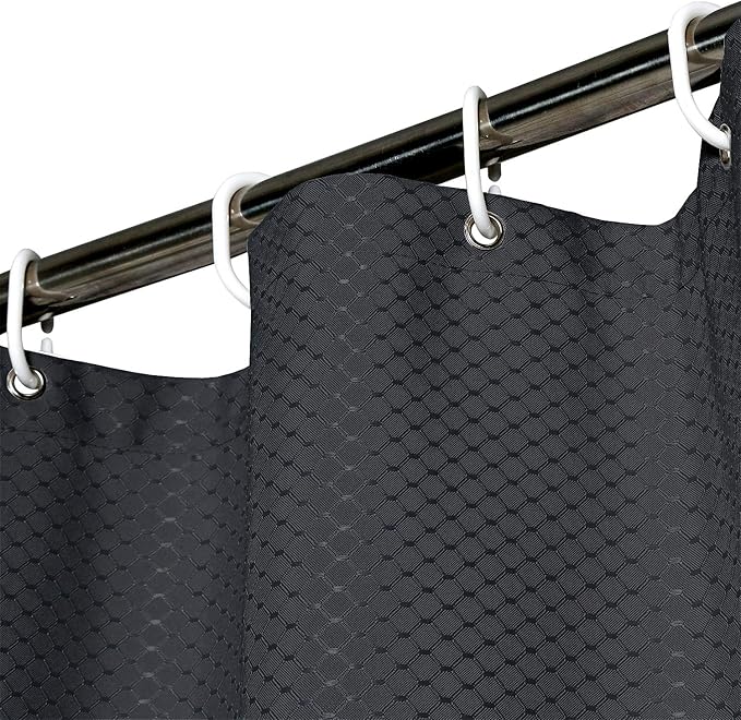 AooHome Waffle Weave Patttern Polyester Shower Curtain with Weighted Hem, Standard Size Heavy Duty Shower Curtain with Hooks, Charcoal, 72x72 Inch