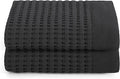 GILDEN TREE Waffle Hand Towels for Bathroom Quick Dry Large Luxury Lint Free Super Absorbent Cotton Hand Towels Set of 2, Modern Style (Faded Black)
