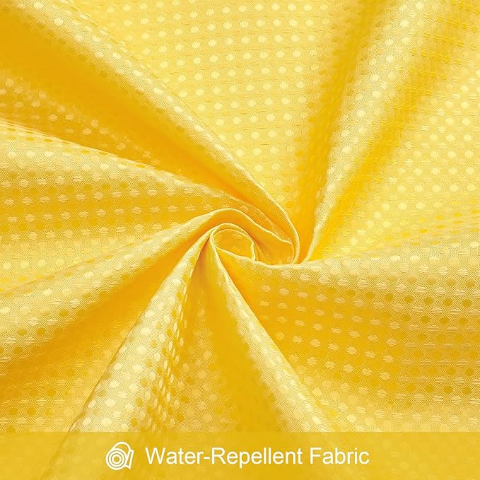 3 in 1 Stall Half Size Yellow Shower Curtain Set-36 W x 72 H, Modern Waffle Waterproof Fabric and PEVA Liner Set with Stainless Steel Hooks