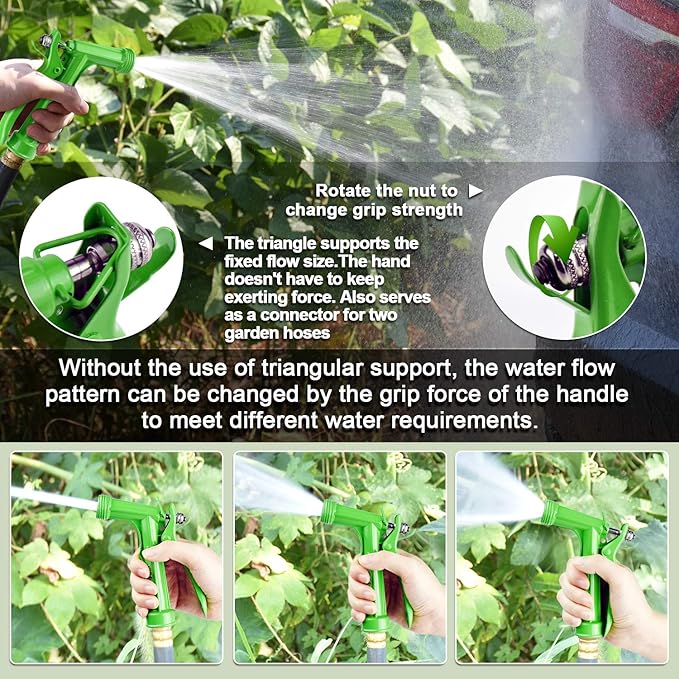 Hose Nozzle 2 Pack, Full Size Pistol Grip Water Nozzle Sprayer with Threaded Front, High Pressure Nozzle, Adjustable Spray Water Flow for Watering, Showering Pet, Washing Car, Cleaning, Green