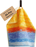SEMAXE 100% Cotton Washcloths for Bathroom - 24 Pack, Quick-Dry Face Towels with Hanging Loop, Highly Absorbent and Soft, 13x13 Inch, Yellow | Blue