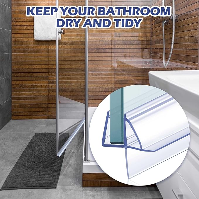 Frienda 8 Pcs Shower Door Bottom Seal 3/16" x 36'' Clear PVC Glass Door Sweep Shower Frameless Seal Strip for Replacement Stopping Leaks and Creating Water Barrier