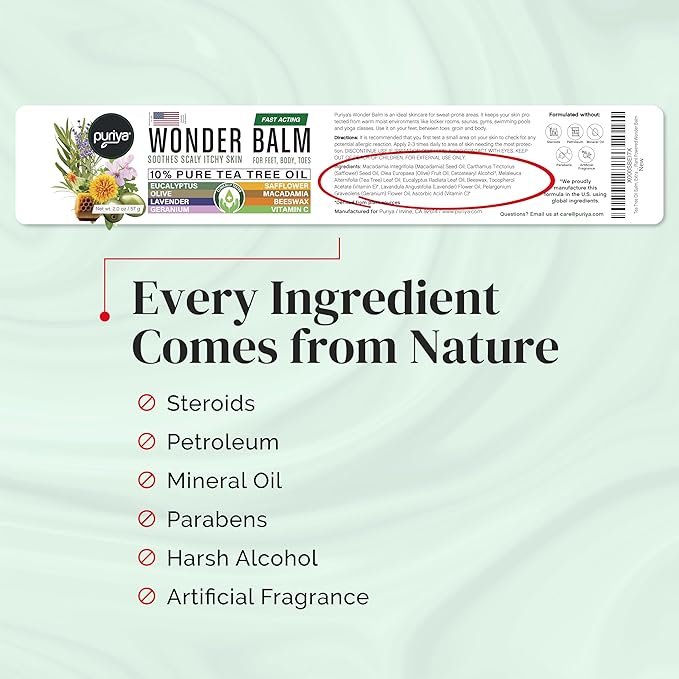 Tea Tree Oil Balm, Extra Strength, Pair Well with Jock Itch Cream, Spray, Athletes Foot, Ringworm Cream for Human, Rash Cream, Fast Acting for Dry, Itchy Skin, Plant Powered Wonder Balm