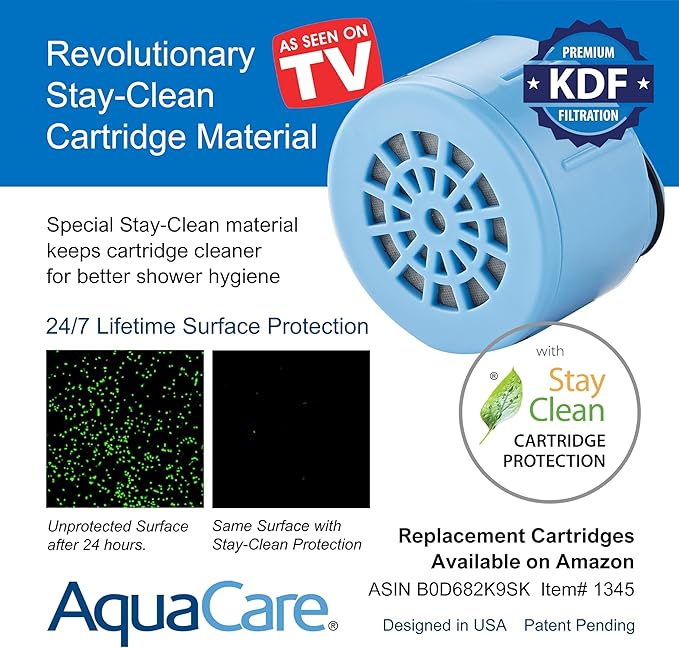 AquaCare Skin & Hair - World's Only Universal Shower Water Filter for All Shower Head Types with ON/OFF Filtration Modes, Instant Cartridge Reload & Stay-Clean American KDF Cartridge, Chrome Finish