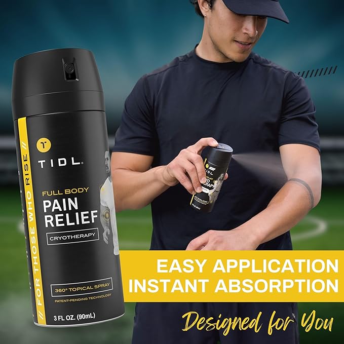 TIDL Cryotherapy Pain Relief Spray, 3 Oz (Pack of 2) Targeted Neck Pain, Joint & Muscle Pain Relief with Organic, Plant-Based Menthol, Instant Cooling for Arthritis, Back & Knee Pain