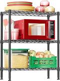 IZEUK 3-Tier Heavy Duty Steel Storage Shelves, Metal Shelf Wire Shelving Rack for Pantry, Kitchen, Home or Office Organization (29.5" W x 13.8" D x 35.5" H, 750LBS, Black)