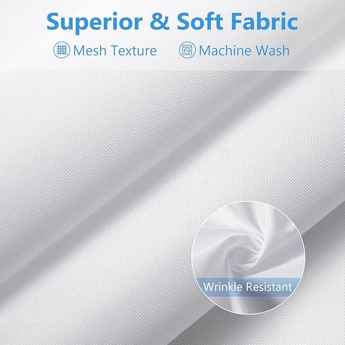 120GSM Ultimate Waterproof Fabric Shower Curtain Liner - TPU Lamination Technology with 3 Magnets,Machine Washable,71x78 Inch Soft Cloth Shower Curtain or Shower Liner,for Bathroom(White)