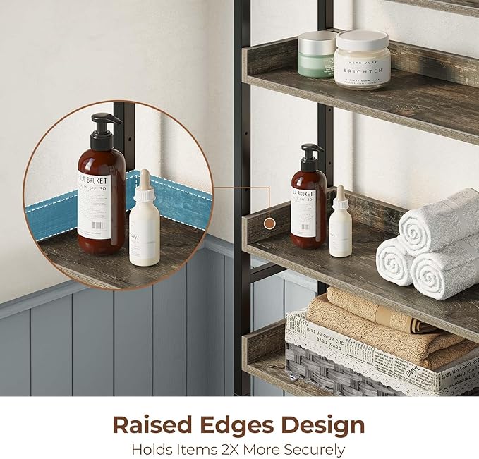 Rolanstar Over The Toilet Storage 4-Tier, Sturdy Bathroom Shelf with Adjustable Shelf, Freestanding Over The Toilet Rack for Bathroom, Behind Toilet Rack, Fix Most Toilet, Space-Saving, Gray