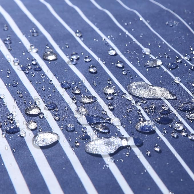 90 Inch Blue Shower Curtain, Extra Long Modern Navy Blue and White Gradient Vertical Stripe Waterproof Polyester Shower Curtains for Bathroom, 72x90 Inches