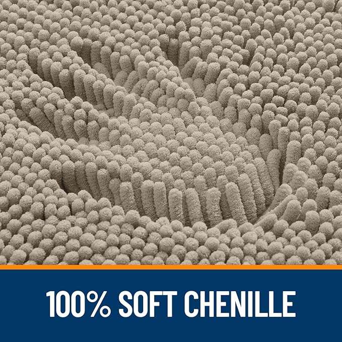 OLANLY Bathroom Rugs 24x16, Extra Soft Absorbent Chenille Bath Rugs, Rubber Backing Quick Dry, Machine Washable Bath Mats for Bathroom Floor, Tub and Shower, Home Decor Accessories, Warm Taupe