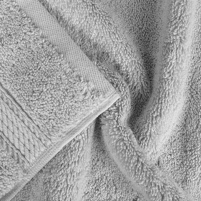 BLUENILEMILLS Madison Egyptian Cotton Towels, Towel Set for Bathroom, Shower, Hotel, Plush, 800 GSM, Highly Absorbent and Ultra-Soft Towels, Bath Essentials, 8 Piece Assorted Towel Set, Silver