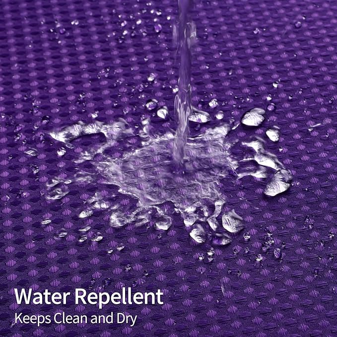 MitoVilla Purple Waffle Small Stall Shower Curtain Liner Set 36 x 74, No Hooks Needed Half Size Narrow Waffle Weave Fabric Shower Curtain Set with Snap-in Liner for Modern Spa-Like Bathroom Decor