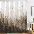 Aipon Brown Misty Forest Shower Curtain Ombre Nature Tree Plants Shower Curtains Fabric Waterproof Mountain Shower Curtain Sets for Bathroom Bath Decor with 12 Hooks (Brown, 72'' × 72'')