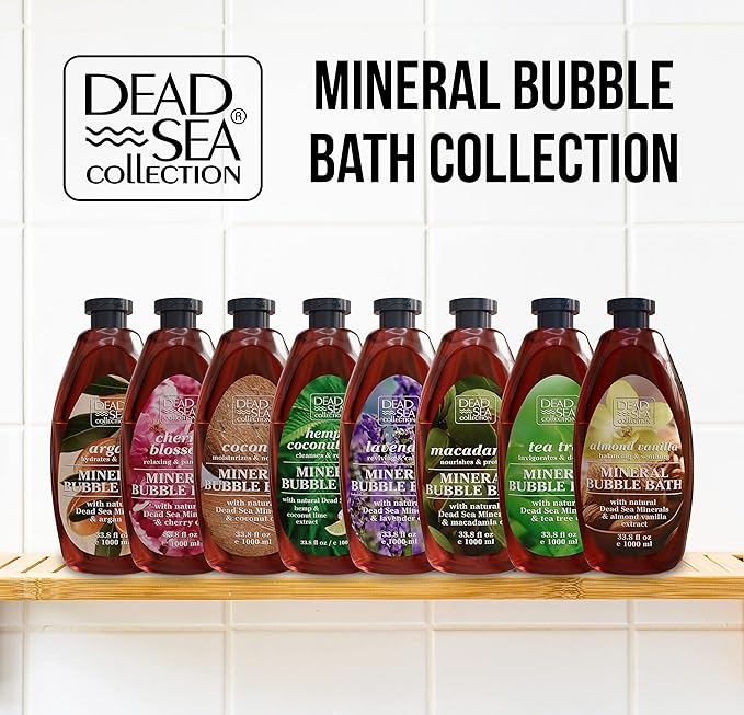 Dead Sea Collection Bubble Bath with Hemp & Coconut Lime for Women and Men – Pure Dead Sea Minerals - Relaxing Foaming Bath - Nourishing and Moisturizes Skin - Pack of 2 (67.6 fl.oz)