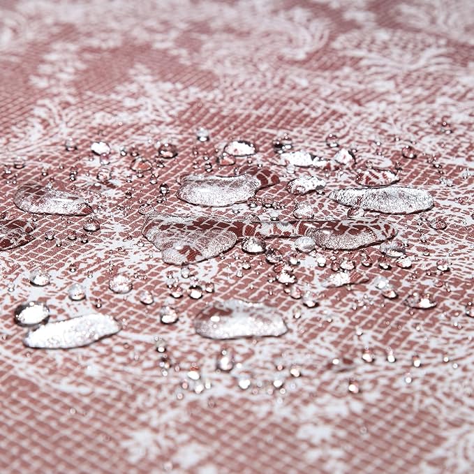Extra Long Shower Curtain - Chantilly Lace Design, Heavyweight Polyester, Burgundy to White Ombre, 72" W x 84" H
