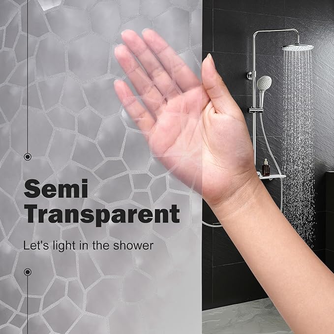 UFRIDAY Extra Long Clear Shower Curtain Liner 72 x86 inches,3D Water Cube Extra Long Shower Curtain for Bathroom with 3 Big Weighted Magnets and 12 Rustproof Grommet Holes