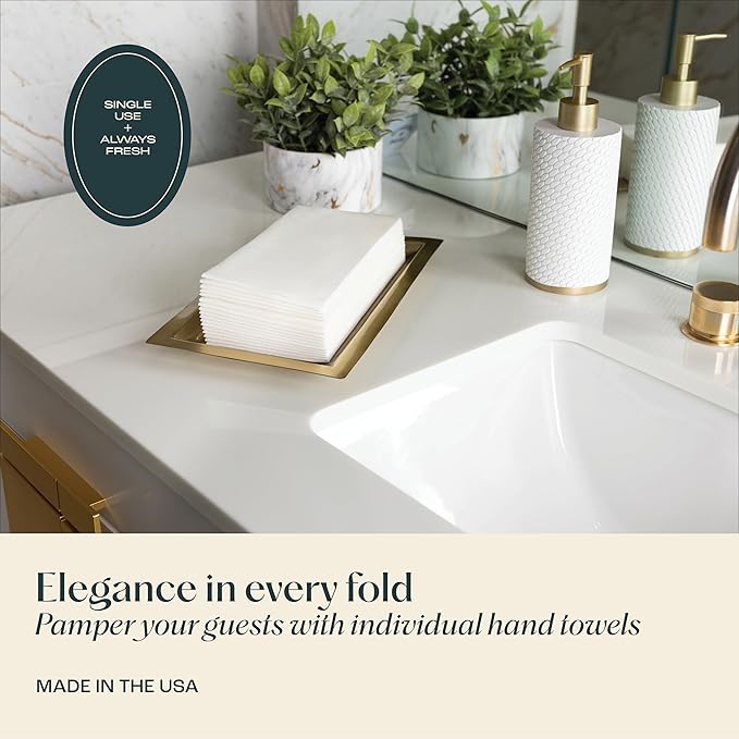 300-pack Servietto Disposable Linen-Feel Guest Towels [8" x 17" ] - Cloth-Like Hand Bathroom Napkins, Made In USA - Soft and Absorbent Paper Napkin for Kitchen, Bathroom, Party, Wedding, Or Event
