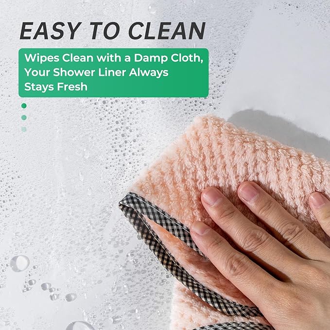 AmazerBath Plastic Small 36 x 72 Narrow Frosted , PEVA Cute Stall Shower Liner, Stand Up Shower Curtain Liners with 2 Clear Weights and 6 Grommet Holes