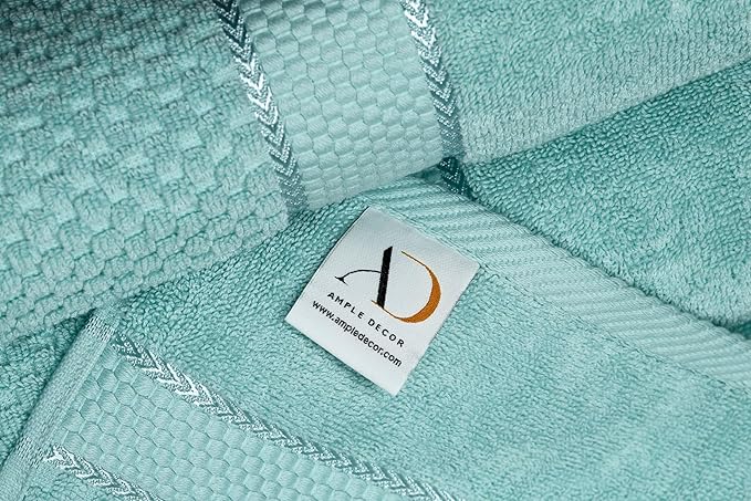 Ample Decor 100% Cotton Hand Towel for Kitchen Set of 8 Mint Green, Absorbent Premium Quality for Bathroom, Hotel, Spa, Gym, Kitchen - 18 X 28 Inch - Mulaayam Collection