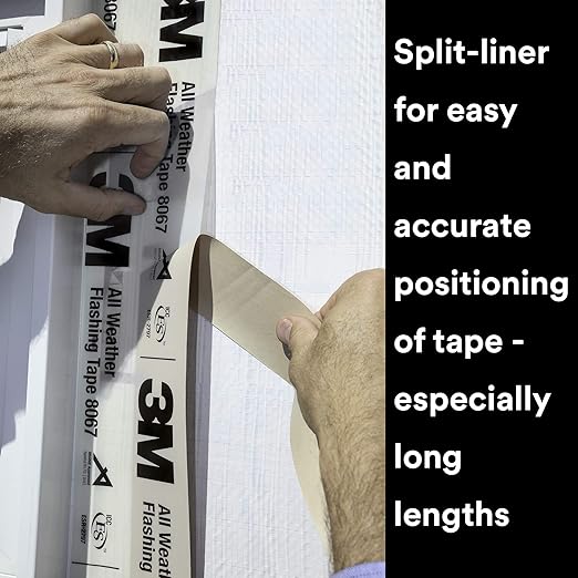 3M All Weather Flashing Tape 8067, 3 in x 75 ft, 1 Roll, Adhesive Backed Split Liner, Waterproof Flashing Seals Doors, Windows, Openings in Wood Frame Construction (Pack of 12)