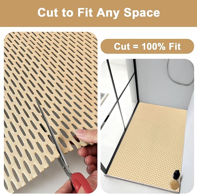 Extra Large Shower Mat: 47"x32" Non Slip Shower Mats for Inside Shower, PVC Anti Slip Shower Stall Mats No Odor, Trimmable Walk in Shower Mats for Elderly Kids
