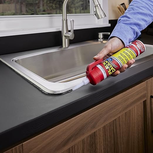 Flex Caulk, Waterproof & Weatherproof Hybrid Polymer Sealant, Strong, Paintable, Indoor, Outdoor, Bath, Shower, Sink, Window, Baseboards, Door, RV, Roof, Wood, Auto & Marine, White, 9 oz, 2-Pack