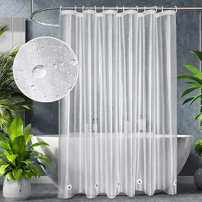 UFRIDAY 72 x 78 inch Long Shower Curtain Liner, EVA Heavy Duty Waterproof Shower Curtain Liner with 5 Magnets for Bathroom, Semi-Transparent,Hotel, Bathtub, 72 x 78 Inches - Frosted