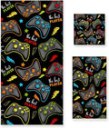 Gaming 3 Piece Towel Bathroom Sets, 1 Bath Towel, 1 Washcloth, 1 Hand Towel, Cotton Fast Dry Soft Absorbent Towel Set for Home Kitchen Family