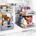 Under Sink Organizer, 2 Tier Under Sink Organizers and Storage, Adjustable Height, Slide Out Metal Cabinet Organizers, Pull Out Cabinet Storage Drawer Shelf for Kitchen Bathroom