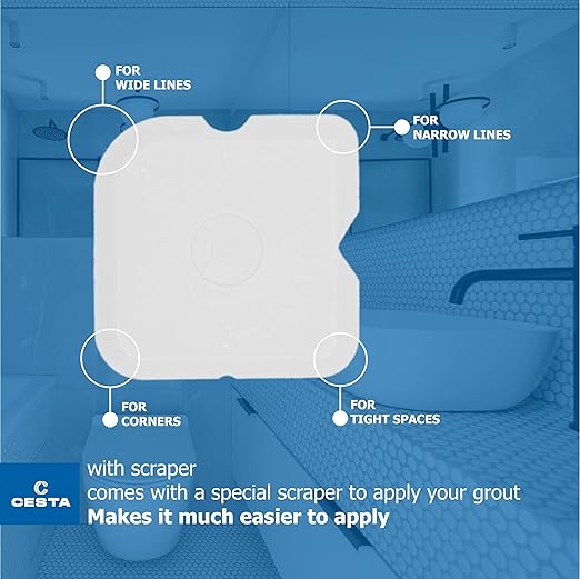 Cesta Tile Grout Repair Kit – Squeeze Tube, Fast Drying, Waterproof Tile Grout Paint to Restore & Renew Tile Joints Line for Bathroom, Kitchen, Shower & Floor Tile (Beige, 8.8 oz)
