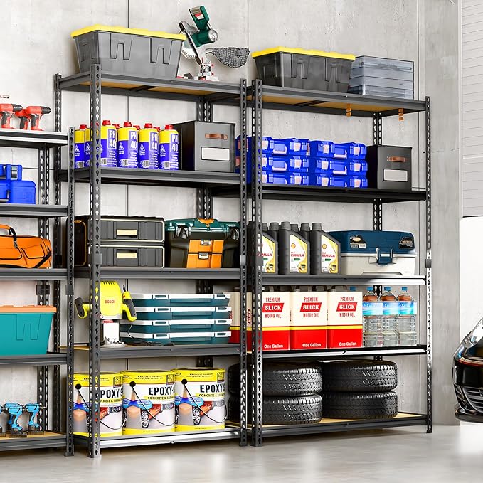 LEVELEVE 5-Tier Heavy Duty Storage Shelving Unit, 2000 lbs Capacity, Adjustable Metal Utility Shelf, 48" L x 18" W x 73" H for Garage, Kitchen, Pantry, Basement, Bathroom, Laundry,2 Pack