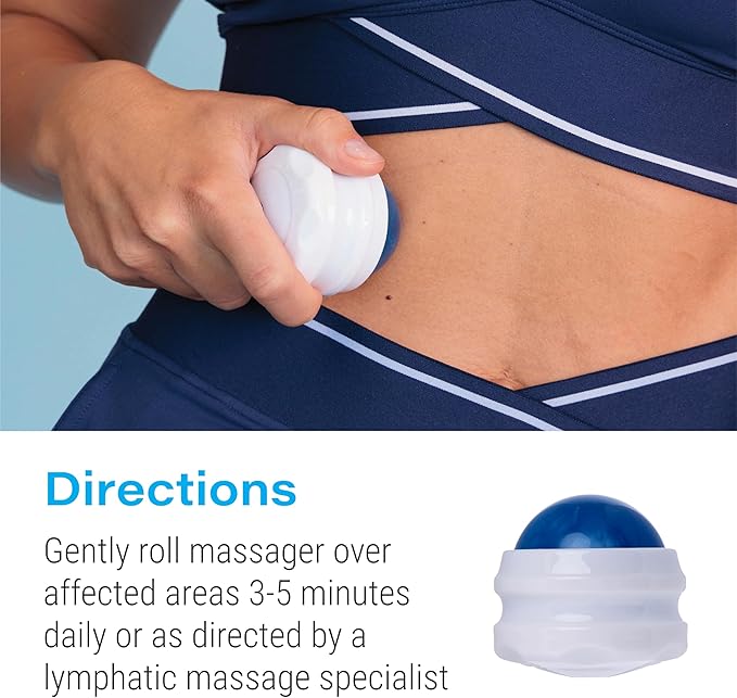 Arnica Coconut Lymphatic Massage Oil & Fibro Roller Lymphatic Massage Roller Ball Bundle, for Fibrosis Treatment, Manual Lymph Drainage & Post Surgery Recovery