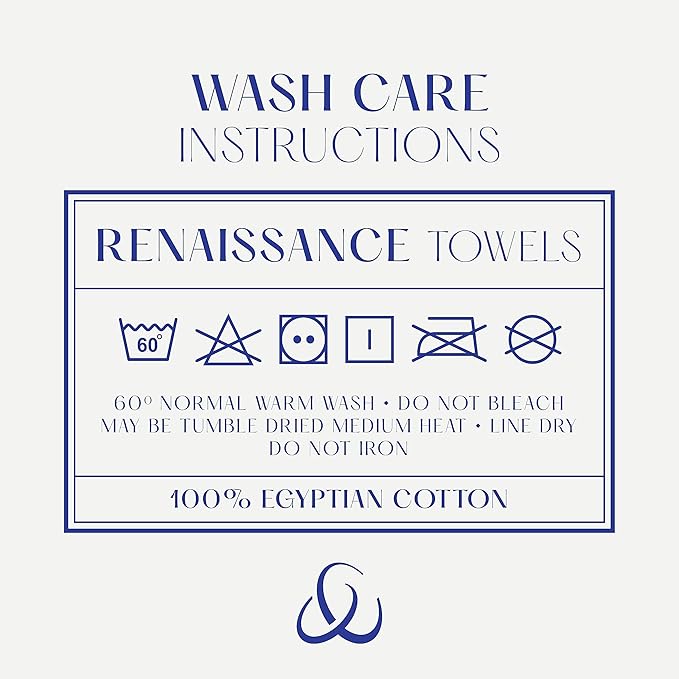 Christy Renaissance 4 Piece Blue Towel Set | 100% Egyptian Cotton | Luxury Bathroom Towels | Soft and Super Absorbent | 675 GSM | 2 Bath 2 Hand | Eggshell